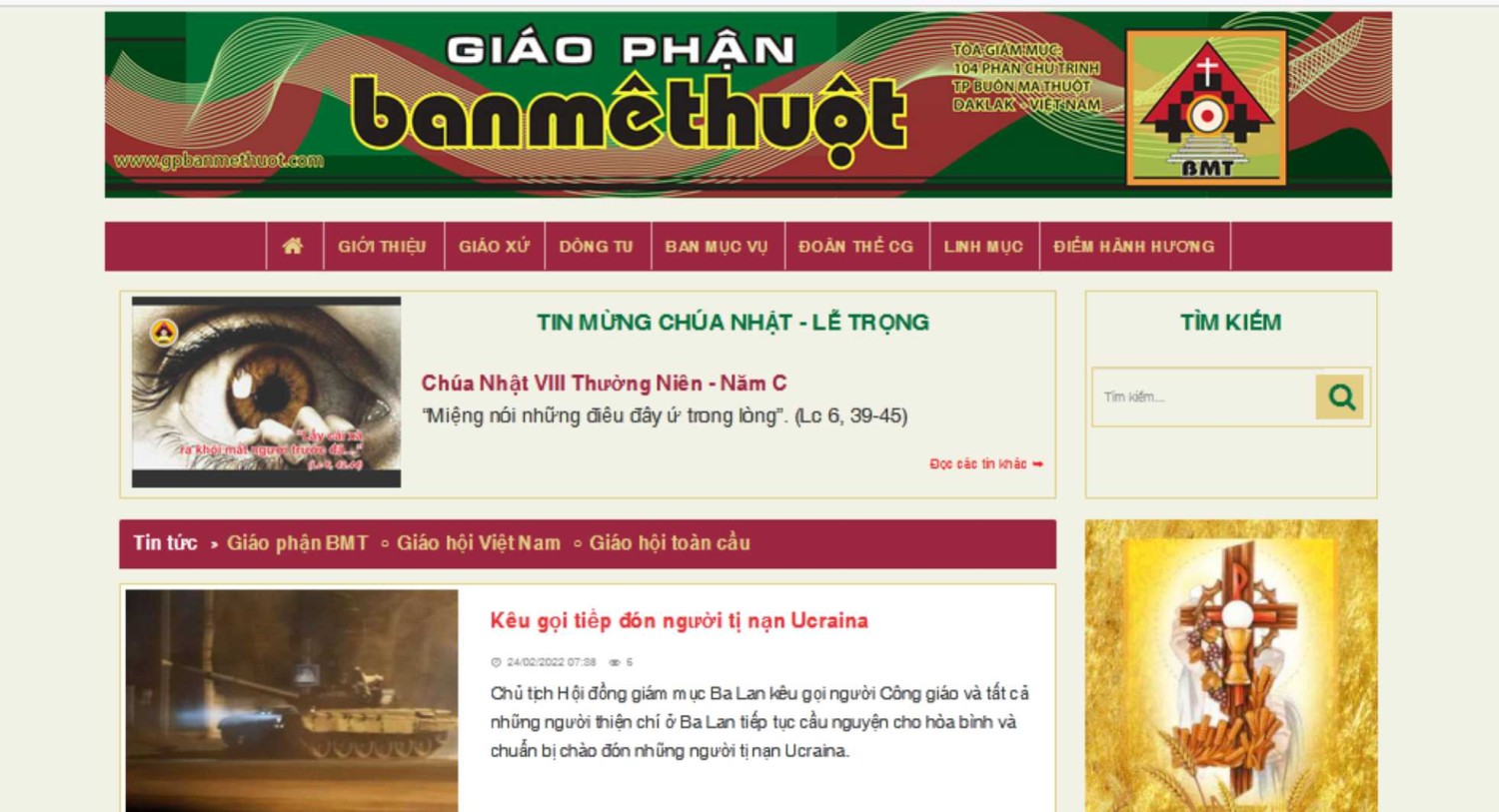 Giao diện Trang WEB GP Ban Mê Thuột