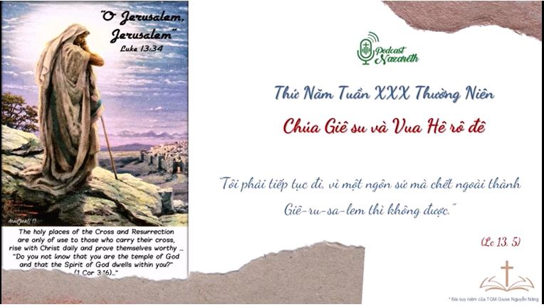 SUY NIỆM THỨ NĂM TUẦN XXX MÙA THƯỜNG NIÊN