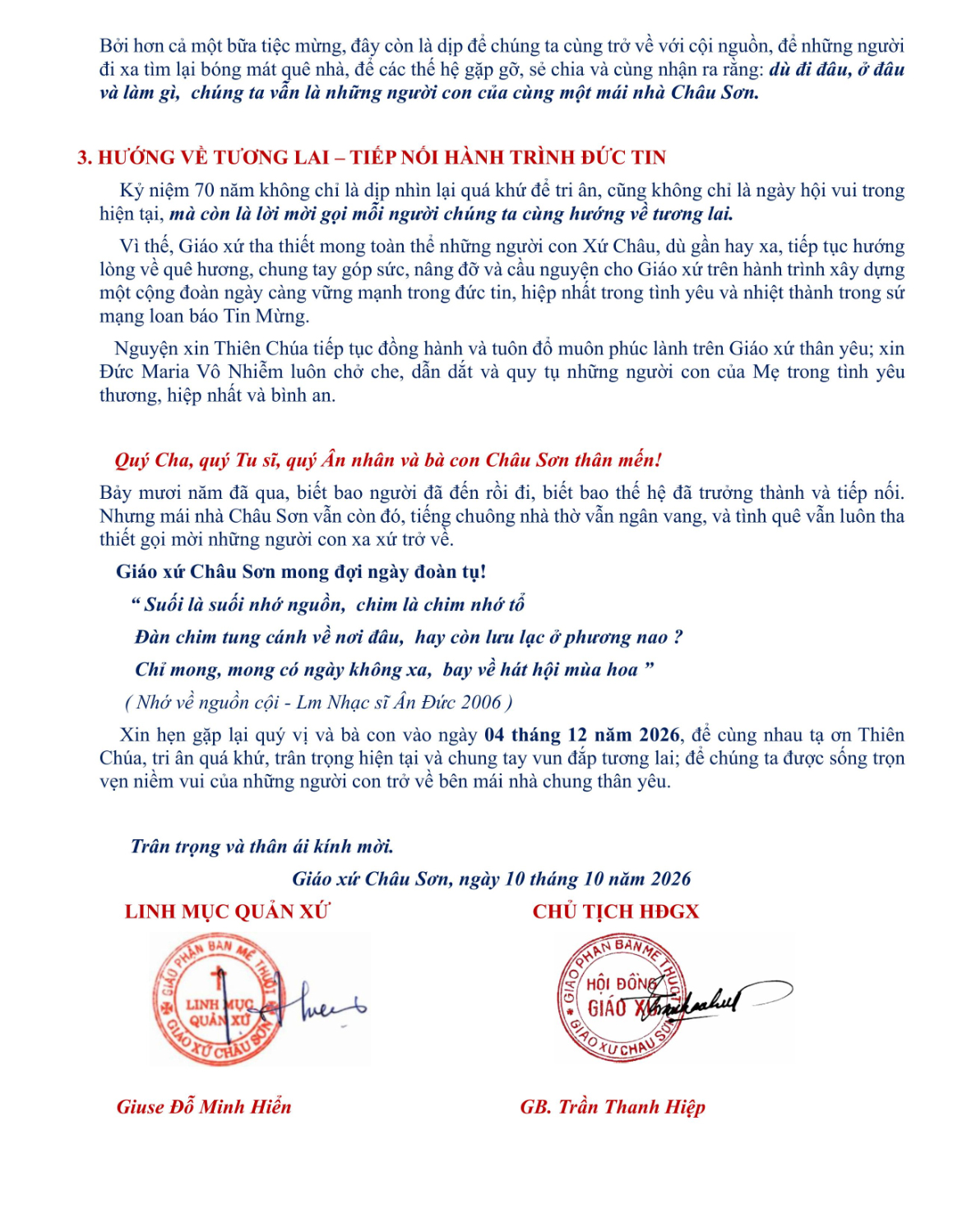 THƯ NGỎ 70 NĂM GX CHÂU SƠN 2